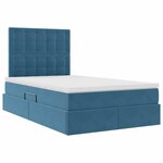 vidaXL Lit avec rangement et matelas Bleu 120 x 190 cm Velours