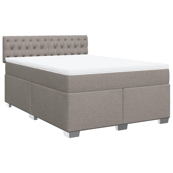 vidaXL Sommier à lattes de lit avec matelas Taupe 160x200 cm Tissu