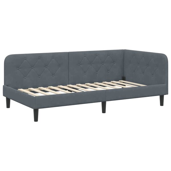 vidaXL Cadre de lit d'angle Gris foncé 90 x 190 cm Velours