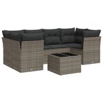 vidaXL Salon de jardin avec coussins 7 Pièces gris résine tressée