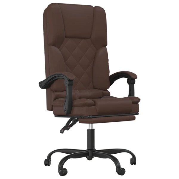 Fauteuil de bureau massage inclinable de bureau informatique étude similicuir brun 02_0025412