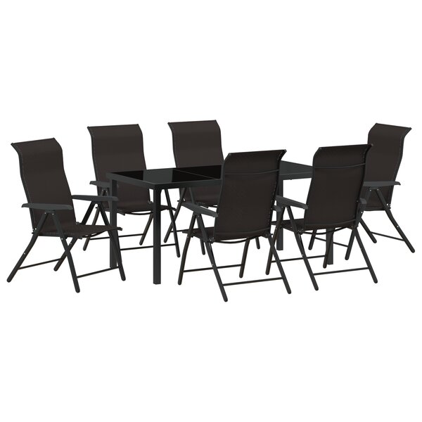 vidaXL Ensemble de Salle à Manger de Jardin 7 Pièces Noir Rattan Poly