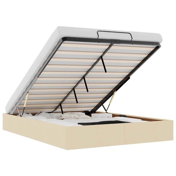 vidaXL Cadre de lit ottoman sans matelas crème 140x190 cm tissu