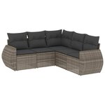 vidaXL Salon de jardin 5 Pièces avec coussins gris résine tressée