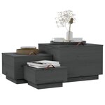 vidaXL Boîtes de rangement et couvercles 3 Pièces Gris Bois massif de pin