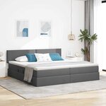 vidaXL Lit avec rangement et LED Gris foncé 200 x 200 cm Polyester