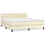 vidaXL Lit à sommier tapissier avec matelas Crème 180x200cm Similicuir