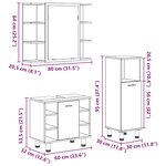 vidaXL Ensemble de meubles de salle de bain 3 Pièces gris béton