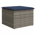 vidaXL Tabouret de jardin avec coussin gris 55x55x37 cm résine tressée