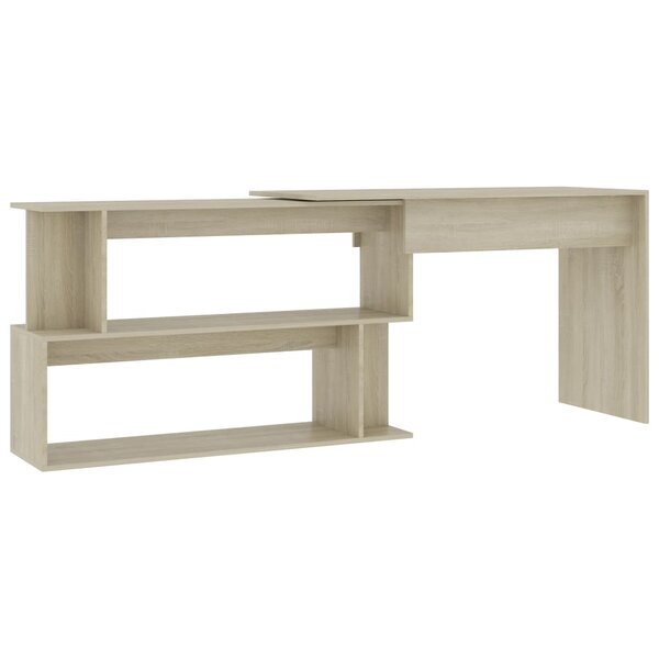 Bureau table poste de travail meuble d'ordinateur informatique étude d'angle chêne sonoma 200 x 50 x 76 cm bois d’ingénierie brun 02_0023680