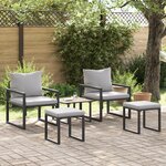 vidaXL Ensemble de canapé de jardin 4 Pièces Noir 61 x 72 5 x 71 cm Acier