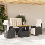 vidaXL Ensemble à manger de jardin 4 Pièces avec coussins noir