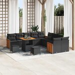 vidaXL Ensemble de canapé de jardin avec coussin 13 Pièces Noir