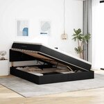 vidaXL Lit de rangement LED avec matelas Noir 160 x 200 cm Tissu