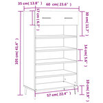 vidaXL Armoire à chaussures noir 60x35x105 cm bois d'ingénierie