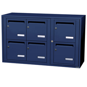 Bloc collectif leabox.com  3x2  grade 3  simple face  Intérieur  fixation murale  Bleu Saphir RAL 5003 finition brillante