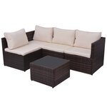 vidaXL Salon de jardin 5 Pièces avec coussins Résine tressée Marron