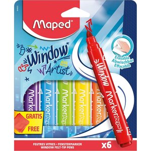 Etui de 6 Marqueurs pour Vitre MARKER'PEPS Window 2mm MAPED