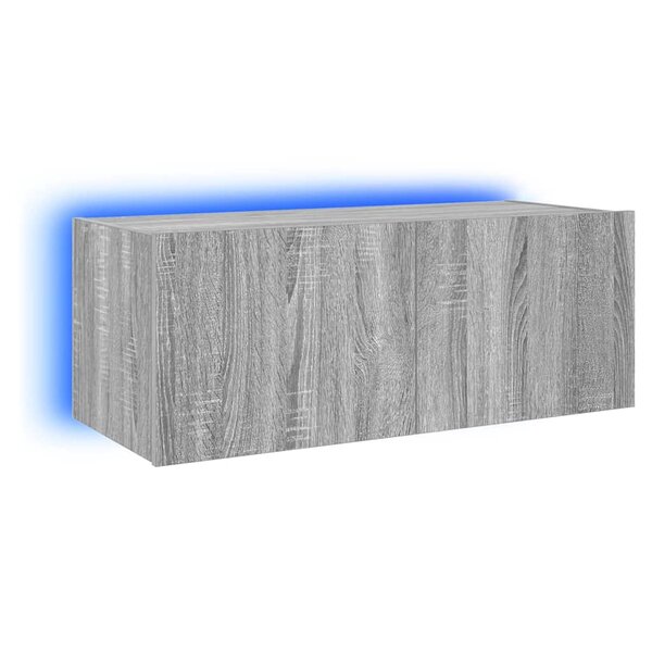 vidaXL Meuble TV mural avec lumières LED sonoma gris 80x35x31 cm