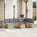 vidaXL Ensemble de canapé de jardin 9 Pièces Beige Poly rotin