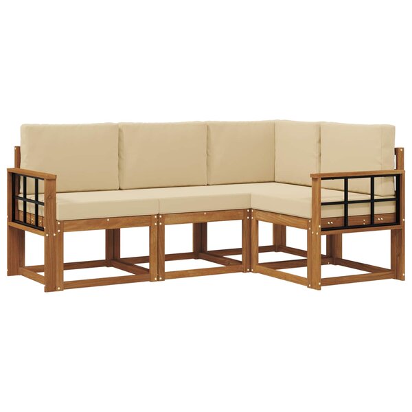vidaXL Ensemble de canapés d'extérieur 4 pc Naturel et Beige