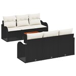 Canapé de Jardin de 7 Pièces avec Coussins Rattan Synthétique Noir