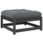 vidaXL Repose-pied de jardin avec coussin Gris Bois de pin massif
