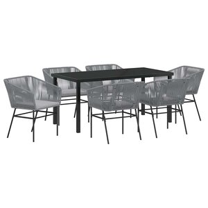 vidaXL Ensemble de salle à manger pour jardin avec coussin 7 Pièces Gris
