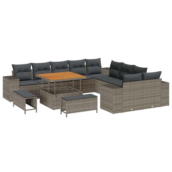 vidaXL Ensemble de canapé de jardin 13 Pièces Gris 100 x 100 x 71 cm