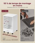 Caisson de bureau à roulettes meuble de rangement 40 x 42 x 65 7 cm support pour imprimante avec 5 tiroirs rails coulissants pour bureau télétravail blanc 12_0004809