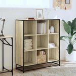 vidaXL Bibliothèque chêne sonoma 97 5x33x107 5cm bois ingénierie métal