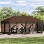 vidaXL Gazebo avec murs latéraux 6 x 3 m Marron Polyester et Acier 190