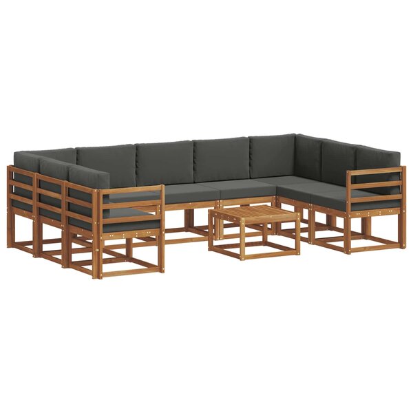 vidaXL Ensemble de canapés d'extérieur 10 pc Naturel et Anthracite