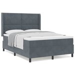 vidaXL Lit à ressorts avec matelas Gris foncé 140x190 cm Velours