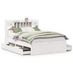 vidaXL Lit bibliothèque sans matelas blanc 150x200 cm bois pin massif
