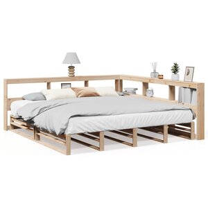 vidaXL Lit bibliothèque sans matelas 200x200 cm bois massif de pin
