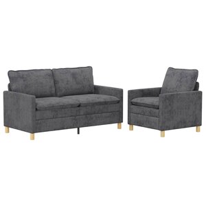 vidaXL Ensemble de Canapés 2 Pièces Gris foncé Polyester