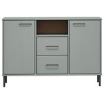 vidaXL Buffet avec pieds en métal Gris 113x40x77 cm Bois massif OSLO