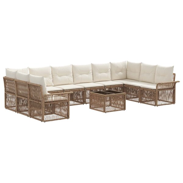 vidaXL Ensemble de canapé de jardin 11 Pièces Beige polyrotin