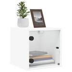 vidaXL Table de chevet avec porte en verre blanc 35x37x35 cm