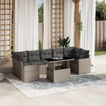 vidaXL Salon de jardin 8 Pièces avec coussins gris clair résine tressée