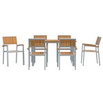vidaXL Ensemble de salle à manger pour jardin 7 Pièces Gris et marron