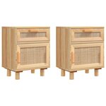 vidaXL Tables de chevet 2 Pièces Marron Bois pin massif et rotin naturel