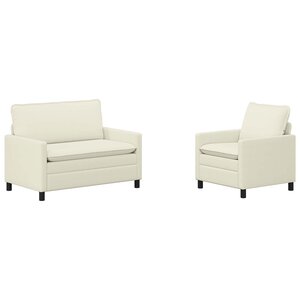 vidaXL Ensemble de Canapés 2 Pièces Crème Tissu