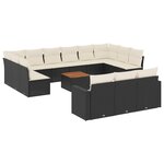 vidaXL Salon de jardin avec coussins 14 Pièces noir résine tressée
