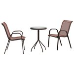 vidaXL Ensemble Bistro de jardin 3 pièces Marron Textilène et Acier