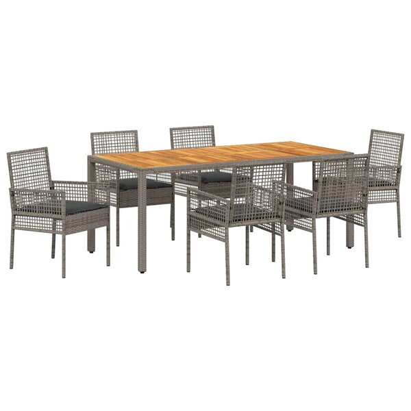 vidaXL Ensemble de salle à manger pour jardin 7 Pièces Gris Poly rotin
