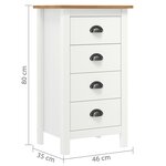 vidaXL Buffet Hill Blanc 46x35x80 cm Bois de pin solide