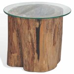 vidaXL Table basse Teck Verre 50x40 cm