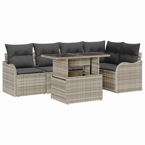 vidaXL Ensemble de canapé de jardin 6 Pièces Gris clair Poly Rattan
